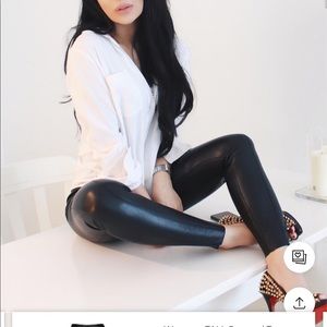 Top shop leather pants with zipper